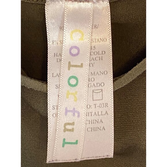 Olive Green Spaghetti Strap Cami Tank Top For Women by Colorful - Picture 13 of 14